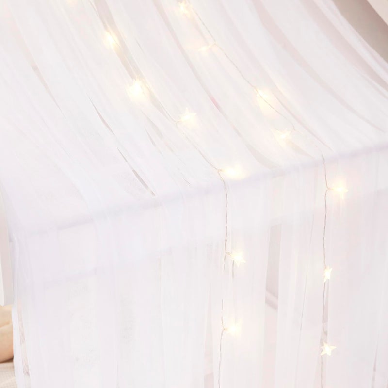 Mengersi Bed Canopy House Canopy Bed Curtains with Lights for Girls Boys,Voile Sheer Window Scarf,Fit for House Metal Floor Twin Full Bed Decorations (White) - Image 5