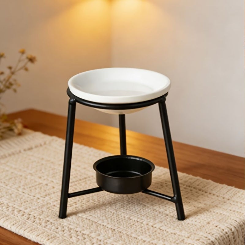 Nordic Style Ceramic Triangle Incense Burner With Tray Aroma Lamp - Image 1