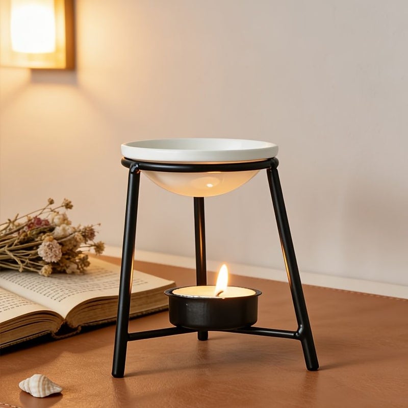 Nordic Style Ceramic Triangle Incense Burner With Tray Aroma Lamp - Image 2