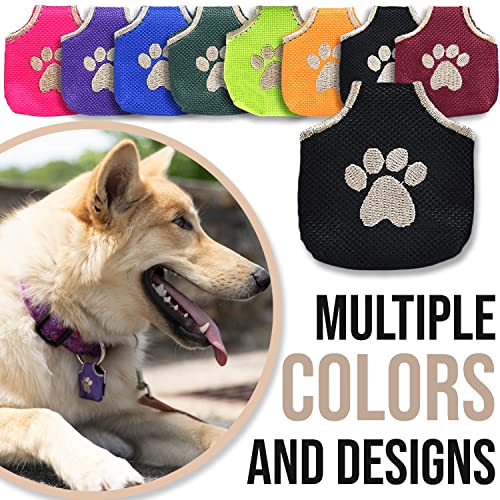 Woofhoof Dog Tag Silencer, Black Pawprint - Quiet Noisy Pet Tags - Fits Up to Four Pet IDs - Dog Tag Cover Protects Metal Pet IDs from Tarnish, Made of Durable Nylon, Universal Fit, Machine Washable - Image 4