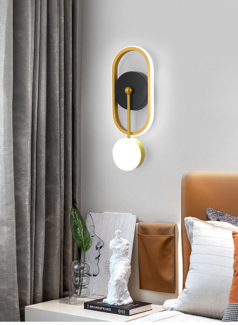 YATAI LIGHTING Modern Bedroom Wall Light, LED Classic Retro Gold Wall Lamp, Dimmable Acrylic Wall Light for Living Room,Hallway, Bedroom, Stairs,19W - Image 2