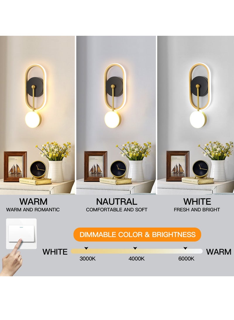 YATAI LIGHTING Modern Bedroom Wall Light, LED Classic Retro Gold Wall Lamp, Dimmable Acrylic Wall Light for Living Room,Hallway, Bedroom, Stairs,19W - Image 4
