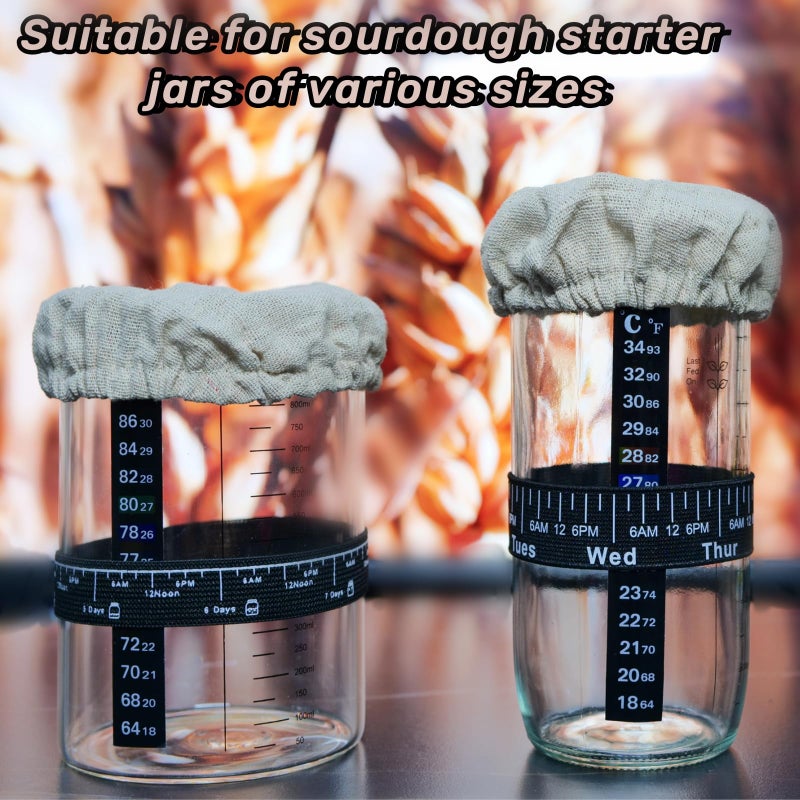 TERESRY Sourdough Starter Jar Cover Cloth, Reusable Linen Covers for Sourdough Starter Container, Breathable Fabric Covers for Mason Jars Wide Mouth and Normal Mouth (4) - Image 2
