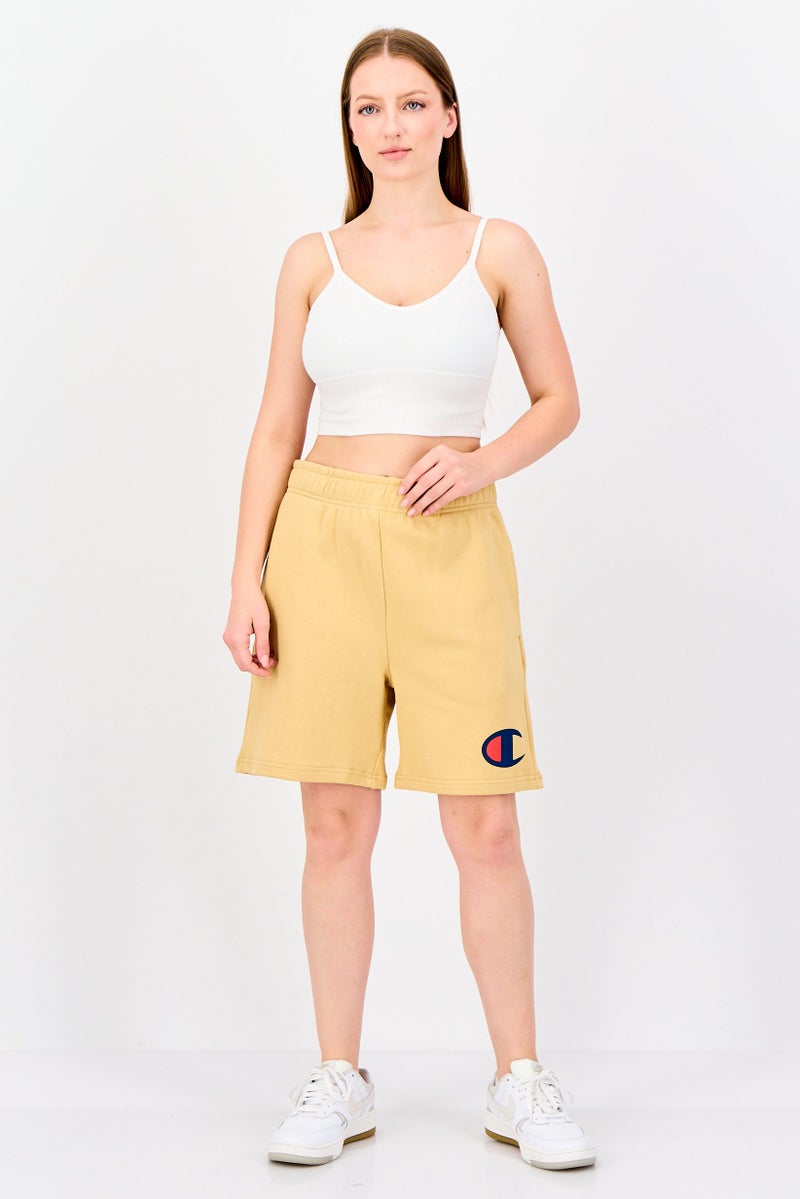 Champion Women Sportswear Fit Embroidered Logo Outdoor Shorts, Tan - Image 3