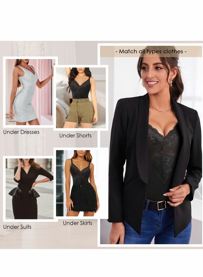 KASTWAVE Full Body Shapewear Bodysuit for Women, Shapewear Bodysuit for Women Tummy Control Body Shaper Tops V-Neck Lace Body Briefer  - Image 5