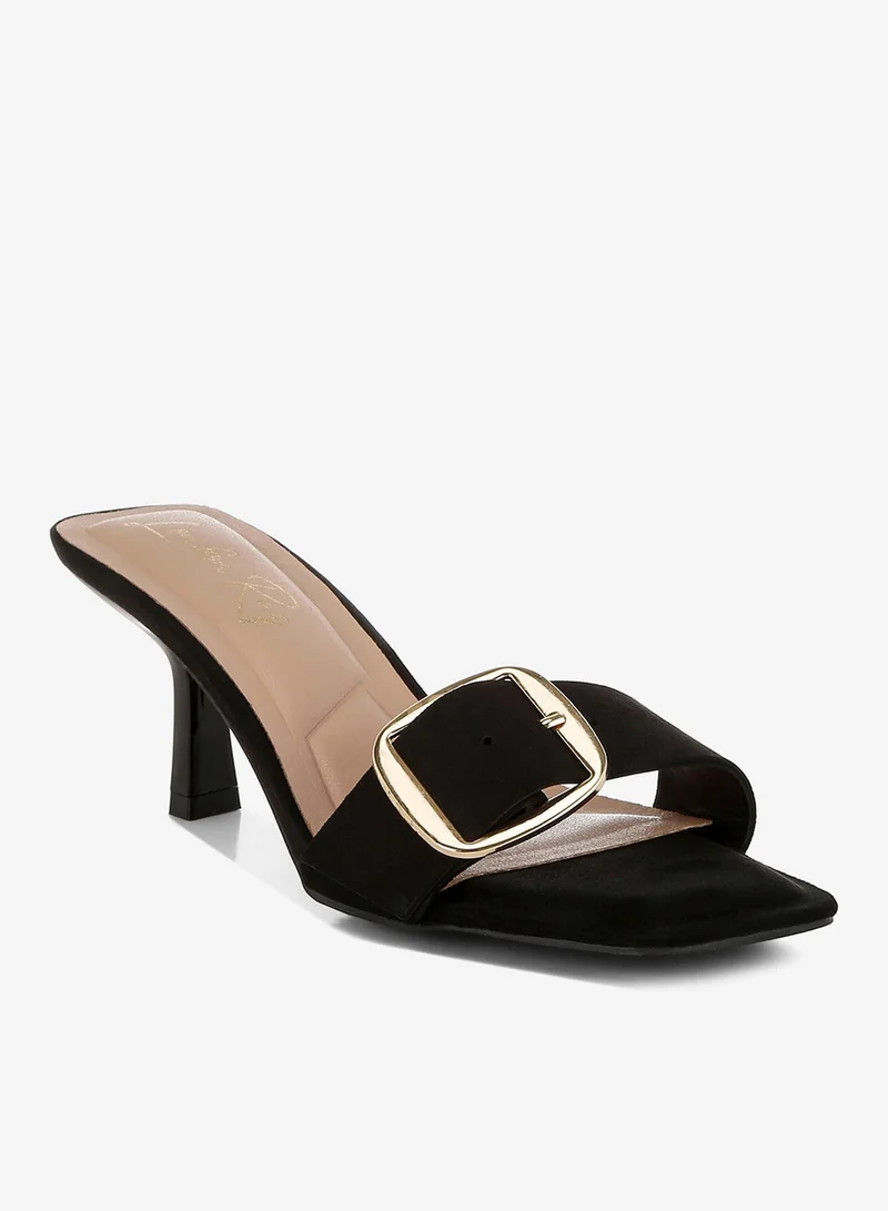 London Rag Black Buckle Strap Slip On Sandals in Black for Women | Best Price UAE