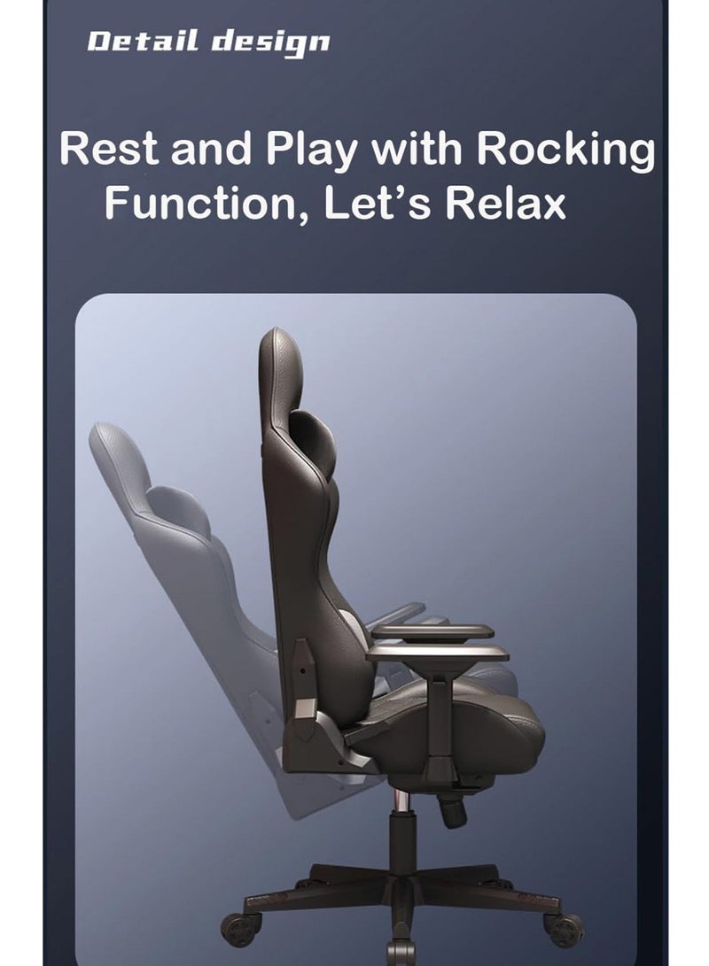 MONOGUE Gaming Chair Platinum Leather with Adjustable Hand Rest and Rocking Function - Ultimate Comfort for Gamers - Image 5