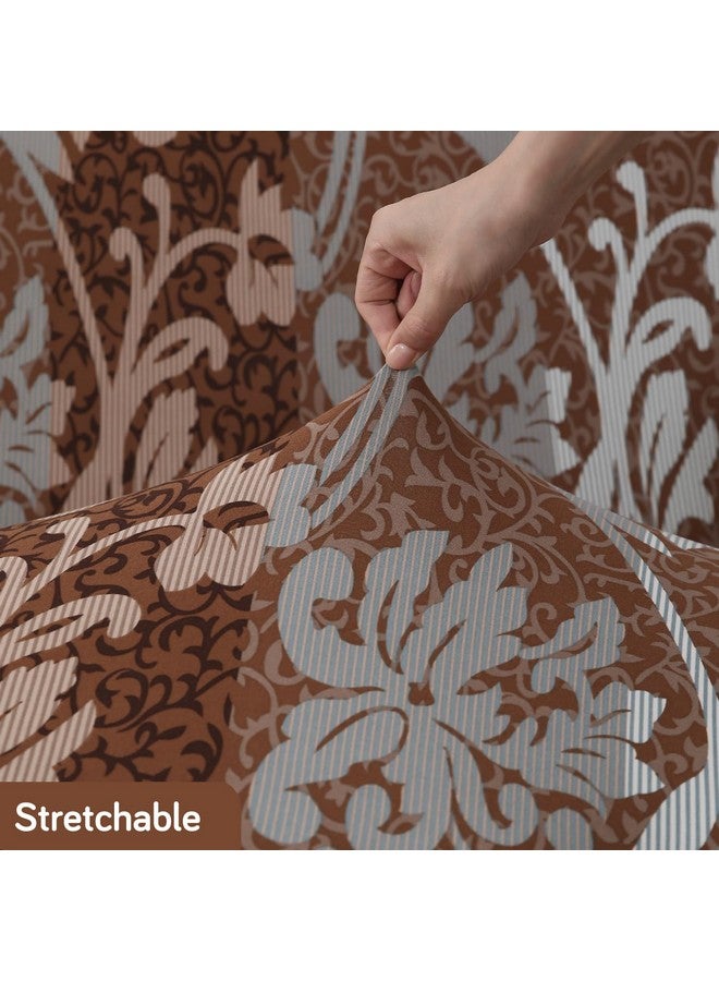 HOKIPO Polyester Blend 140 Gsm Fully Covered Sofa Cover 4 Seater, Rich Chocolate Damask Floral (Ar-5130-D12) - Image 2