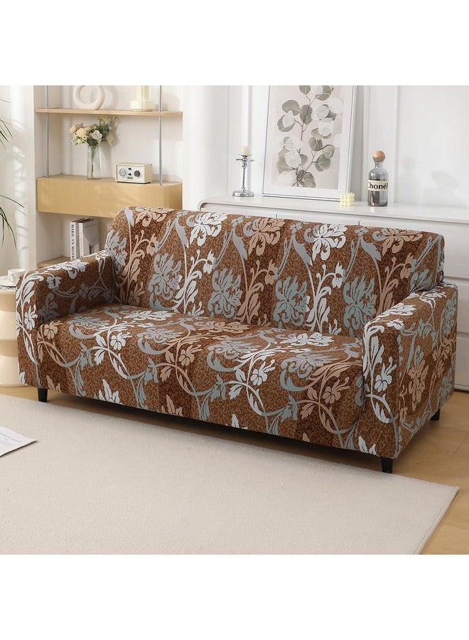 HOKIPO Polyester Blend 140 Gsm Fully Covered Sofa Cover 4 Seater, Rich Chocolate Damask Floral (Ar-5130-D12) - Image 1