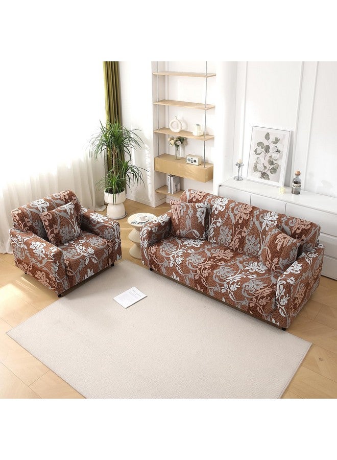 HOKIPO Polyester Blend 140 Gsm Fully Covered Sofa Cover 4 Seater, Rich Chocolate Damask Floral (Ar-5130-D12) - Image 3