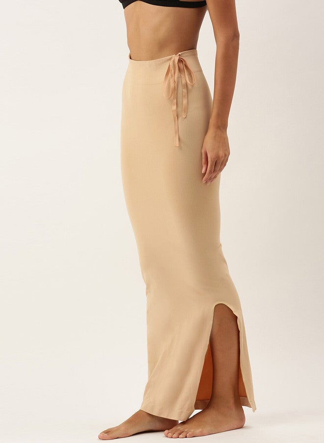 Red Rose RedRose Women Beige Solid Saree Shapewear with Side Slit - Image 2