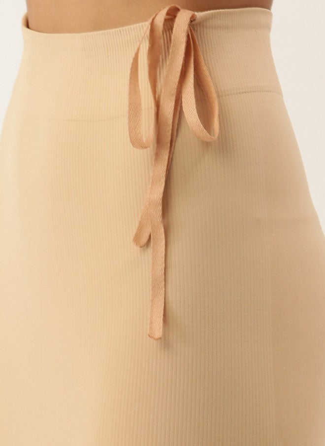 Red Rose RedRose Women Beige Solid Saree Shapewear with Side Slit - Image 5