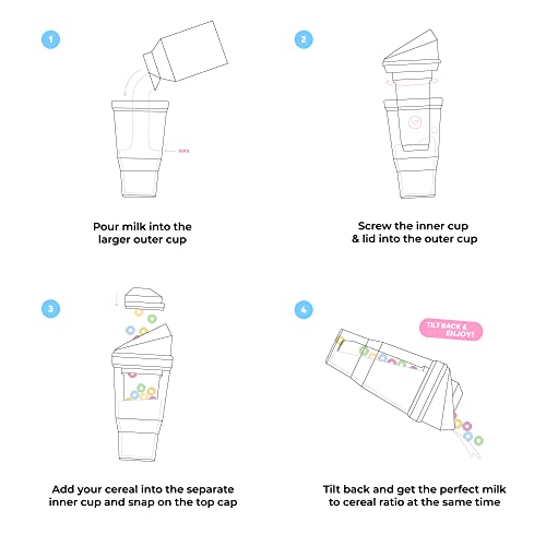 CRUNCHCUP XL Pink - Portable Plastic Cereal Cups for Breakfast On the Go, To Go Cereal and Milk Container for your favorite Breakfast Cereals, No Spoon or Bowl Required - Image 4