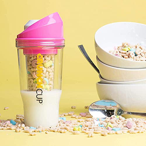 CRUNCHCUP XL Pink - Portable Plastic Cereal Cups for Breakfast On the Go, To Go Cereal and Milk Container for your favorite Breakfast Cereals, No Spoon or Bowl Required - Image 5