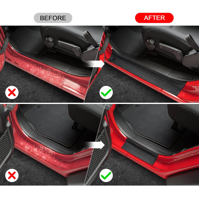 SUPAREE SUPAREE Door Sill Guards Kit fits JL, Black Rubber Door Entry Guards fits 2018-2024 Jeep Wrangler JLU JT 4-Door Accessories Parts Door Sill Guards Protector Replacement, 4pcs/Set  - Image 2