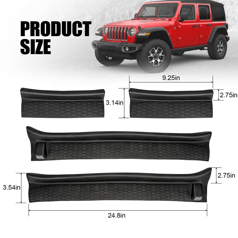 SUPAREE SUPAREE Door Sill Guards Kit fits JL, Black Rubber Door Entry Guards fits 2018-2024 Jeep Wrangler JLU JT 4-Door Accessories Parts Door Sill Guards Protector Replacement, 4pcs/Set  - Image 3