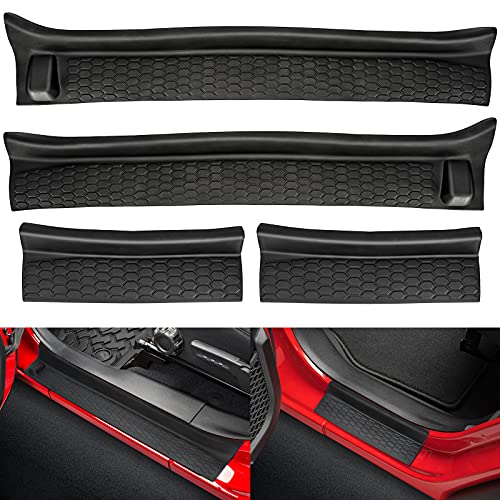 SUPAREE Door Sill Guards Kit fits JL, Black Rubber Door Entry Guards fits 2018-2024 Jeep Wrangler JLU JT 4-Door Accessories Parts Door Sill Guards Protector Replacement, 4pcs/Set - Image 1