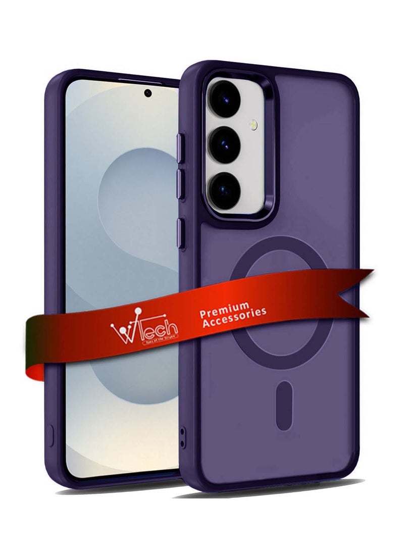 Wtech Samsung Galaxy S25 Plus / S25+ 2025 Hard Silicone Hybrid Translucent Slim Stylish Magnetic Magsafe Case Cover - Eggplant Purple - Image 1