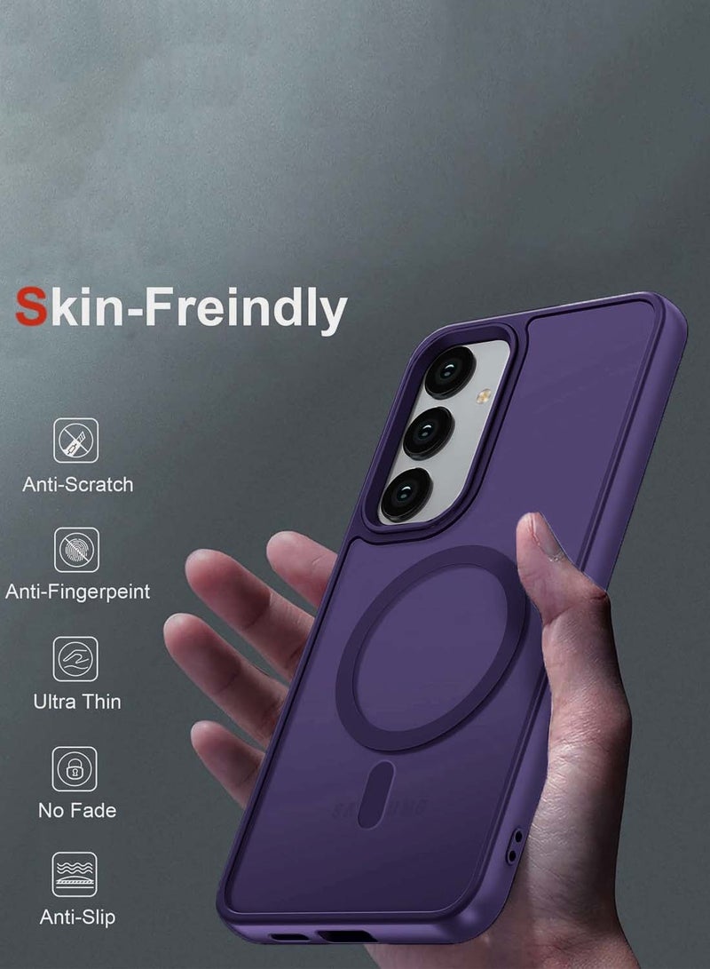 Wtech Samsung Galaxy S25 Plus / S25+ 2025 Hard Silicone Hybrid Translucent Slim Stylish Magnetic Magsafe Case Cover - Eggplant Purple - Image 3