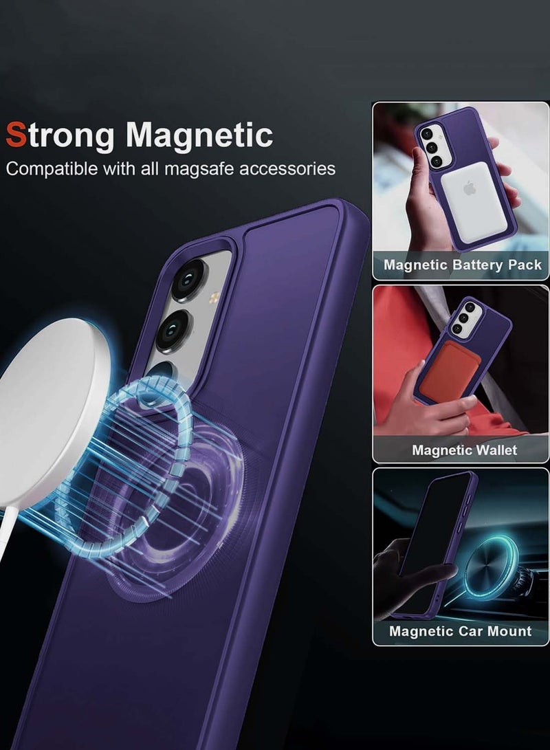 Wtech Samsung Galaxy S25 Plus / S25+ 2025 Hard Silicone Hybrid Translucent Slim Stylish Magnetic Magsafe Case Cover - Eggplant Purple - Image 4