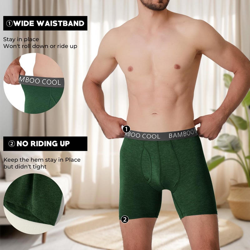 BAMBOO COOL Men's Ultra ComfortSoft Underwear, Moisture Wicking & Breathable No Ride Up Boxer Briefs with Fly, Multipack - Image 3
