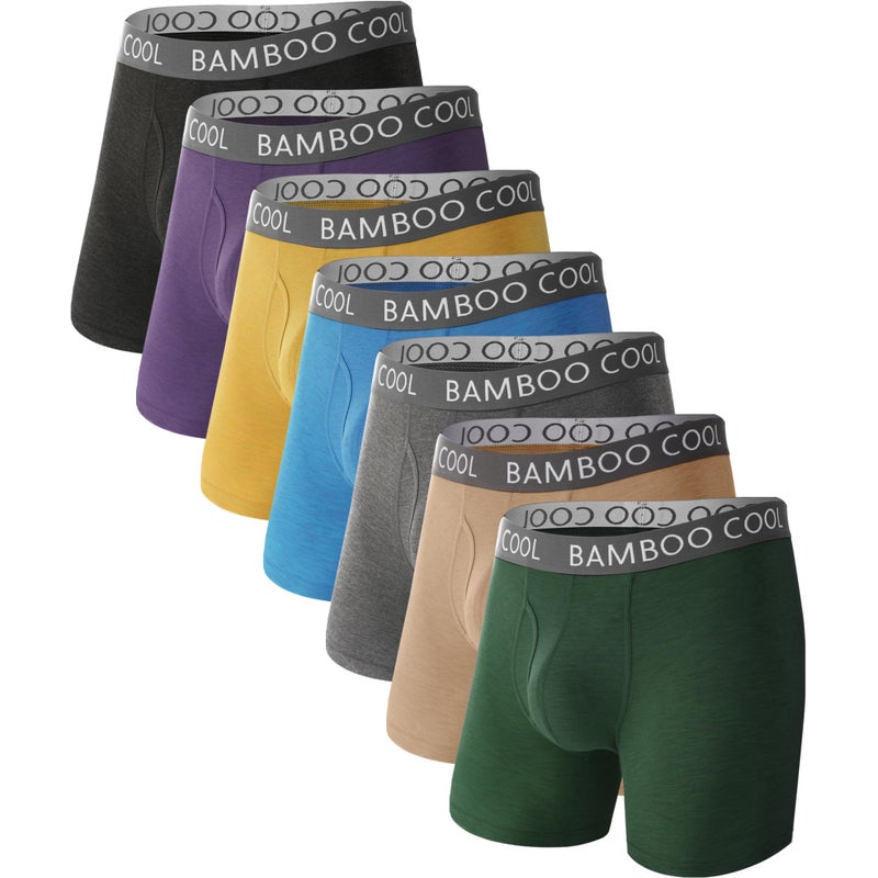 BAMBOO COOL Men's Ultra ComfortSoft Underwear, Moisture Wicking & Breathable No Ride Up Boxer Briefs with Fly, Multipack - Image 1