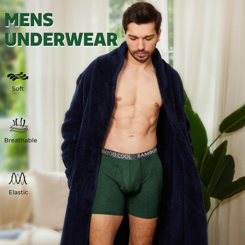 BAMBOO COOL Men's Ultra ComfortSoft Underwear, Moisture Wicking & Breathable No Ride Up Boxer Briefs with Fly, Multipack - Image 2
