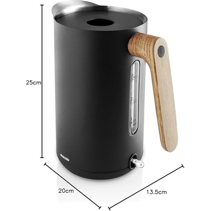 BS Eva Solo Nordic Kitchen Electric Kettle 15L  Stainless Steel  Oak Handle Cordless 360 Base Fast Boil DripFree Spout Scandinavian Design BpaFree Auto ShutOff Black - Image 3