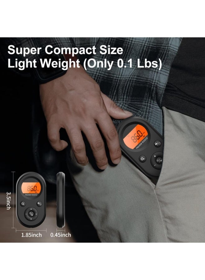 AM FM Portable Radio,Personal Pocket Radio Rechargeable with Best Reception,Long Battery Life,Stereo Earphone,Small Digital Transistor Radios for Hiking,Walking,Jogging - Image 5