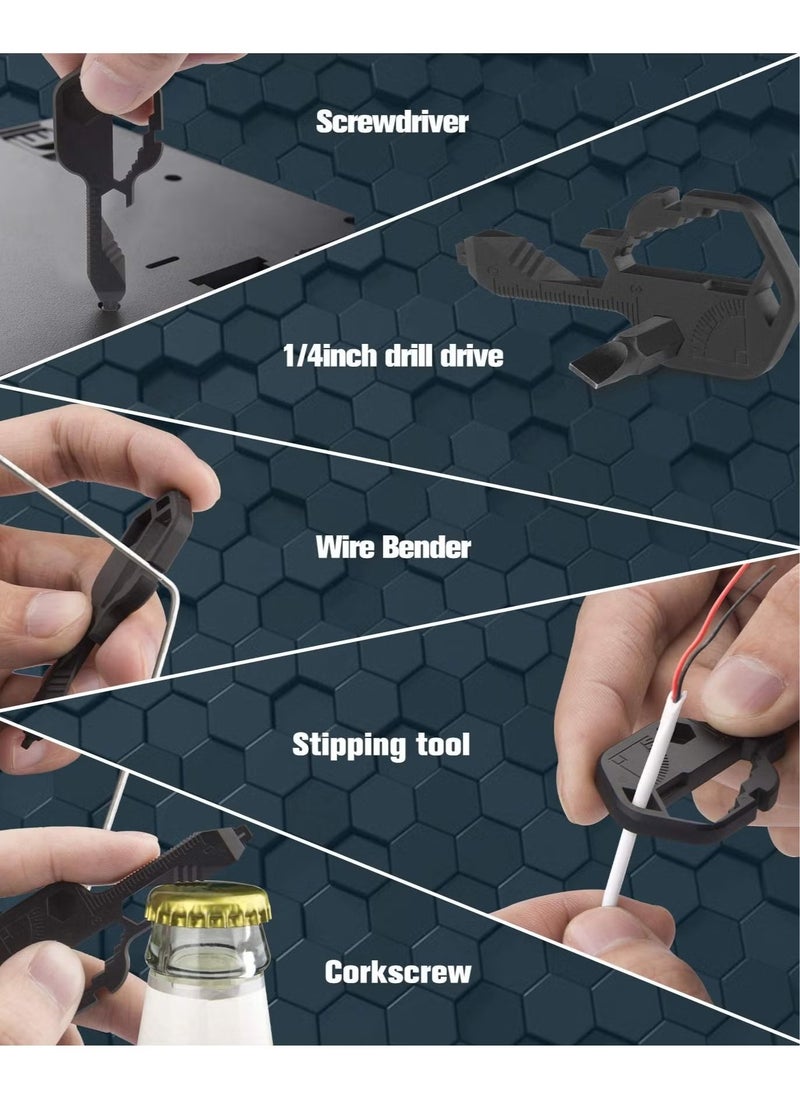 Bukela - Multifunction Tool, Keychain Multitool, 24 in 1 Key Tool, Portable Key Shaped Pocket Tools, Hand Tools Repair Gadgets Ruler, Bottle Opener, Drill Drive, Screwdriver, Hex Wrench (Black) - Image 1