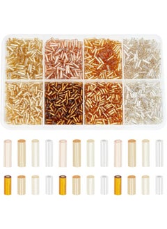Generic 2120pcs 8 Styles Glass Bugle, Metallic Seed Beads 4mm 6mm Tube Craft Loose Spacer for Earrings Bracelets Necklaces Waist Chain Jewelry Making, Hole 1mm  - Image 1