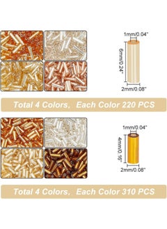 Generic 2120pcs 8 Styles Glass Bugle, Metallic Seed Beads 4mm 6mm Tube Craft Loose Spacer for Earrings Bracelets Necklaces Waist Chain Jewelry Making, Hole 1mm  - Image 3