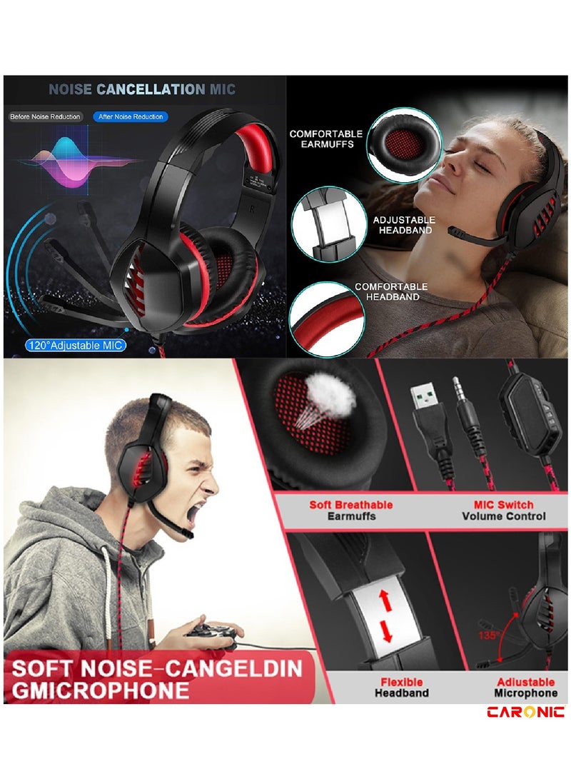 CARONIC Wired Over-Ear Gaming Headphones For PS4 PS5 XOne XSeries NSwitch PC  - Image 5