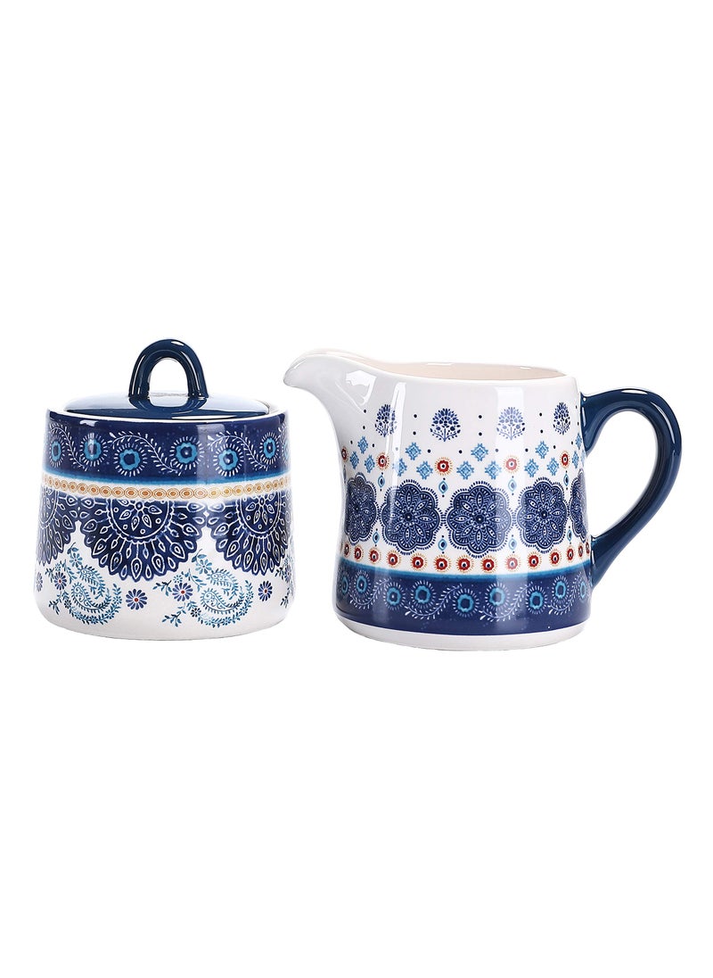 Bico Bico Blue Talavera Ceramic Sugar and Cream Set Dishwasher Safe 