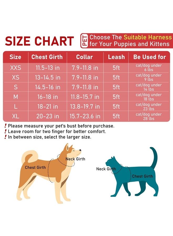 GAMUDA Small Pet Harness Collar and Leash Set, Step in No Chock No Pull Soft Mesh Adjustable Dog Vest Harnesses Plaid Reflective for Dogs Puppy and Cats Outdoor Training and Running (Red, XS) - Image 2