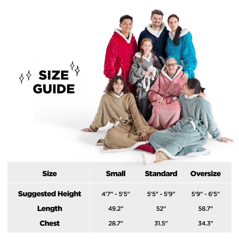 Bedsure Bedsure Oversized Wearable Blanket Hoodie - Long Sherpa Fleece Hooded Blanket for Adult Women Men  Warm Cozy Big Blanket Sweatshirt with Giant Pocket and Belt  Winter Gifts for Men  Oversize  Grey  - Image 5