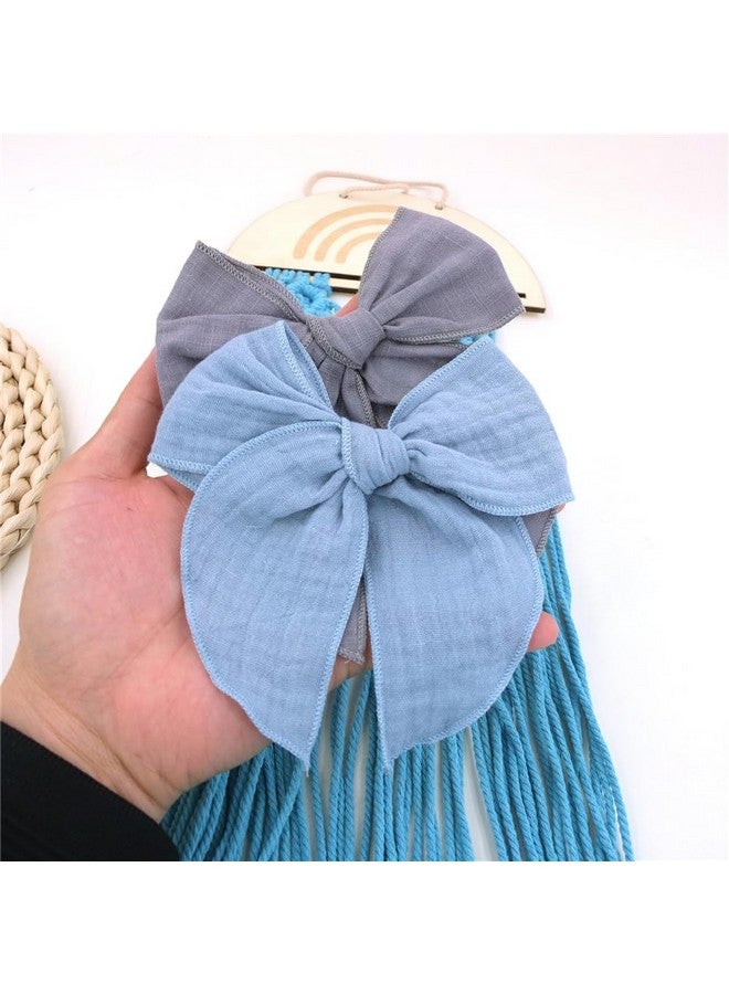 Sugarmelon Pack of 4 Gorgeous Fable Bow Hair Clips for Girls Women Linen Hair Bow Alligator Clips Toddler Baby Mom Young Girl Hair Accessories (Blue Sky) - Image 4