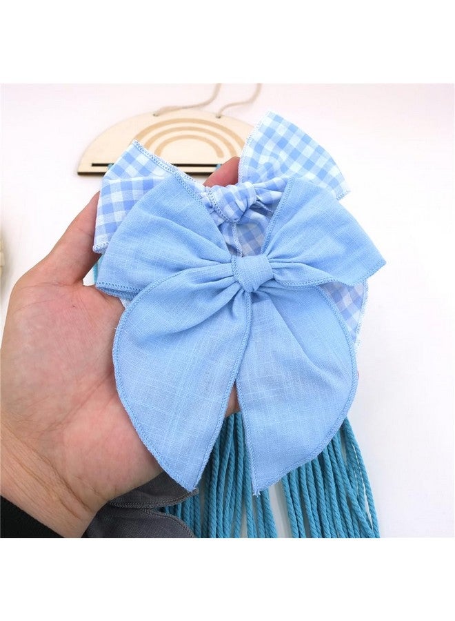 Sugarmelon Pack of 4 Gorgeous Fable Bow Hair Clips for Girls Women Linen Hair Bow Alligator Clips Toddler Baby Mom Young Girl Hair Accessories (Blue Sky) - Image 5
