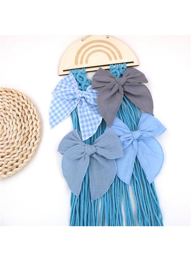 Sugarmelon Pack of 4 Gorgeous Fable Bow Hair Clips for Girls Women Linen Hair Bow Alligator Clips Toddler Baby Mom Young Girl Hair Accessories (Blue Sky) - Image 2