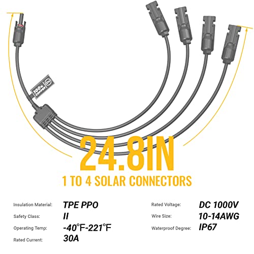 BougeRV Solar Y Branch Connectors Extra Long Solar Panel Parallel Connectors 1 to 4 Solar Cable Wire Plug Tool Kit (M/FFFF and F/MMMM) - Image 4
