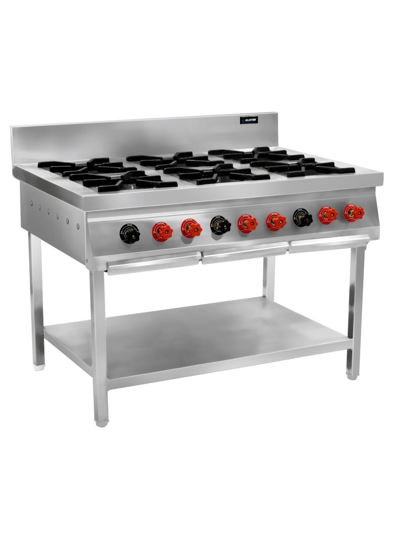 SS Six Burner Gas Range With Splash-back - Image 1
