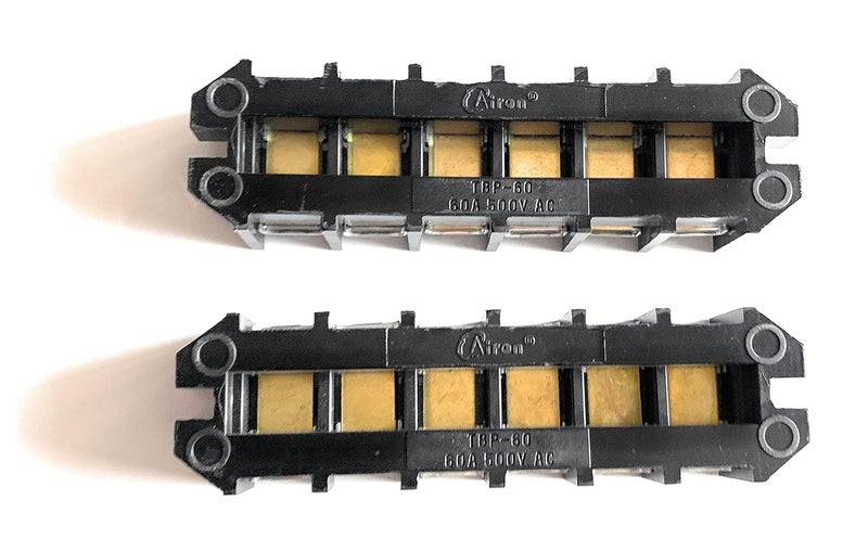 Litost Litost Control Panel 6 Way 60A 500V AC Bakelite Connector Strip Terminal Blocks High Temp Bakelite Strip Open Type Connectors Pack of 2  - Image 2