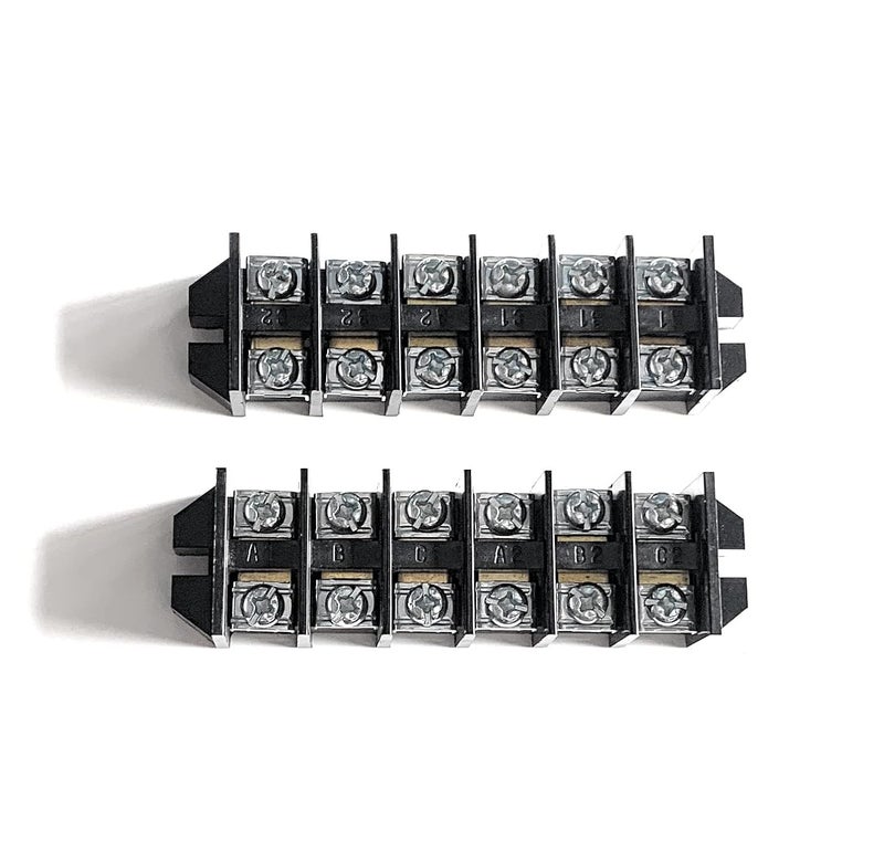 Litost Litost Control Panel 6 Way 60A 500V AC Bakelite Connector Strip Terminal Blocks High Temp Bakelite Strip Open Type Connectors Pack of 2  - Image 1