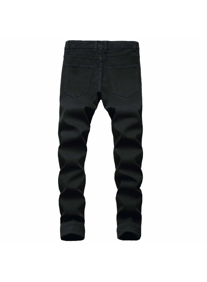 FREDD MARSHALL Men's Skinny Slim Fit Stretch Straight Leg Fashion Jeans Pants, Black, 31W x 31L - Image 2
