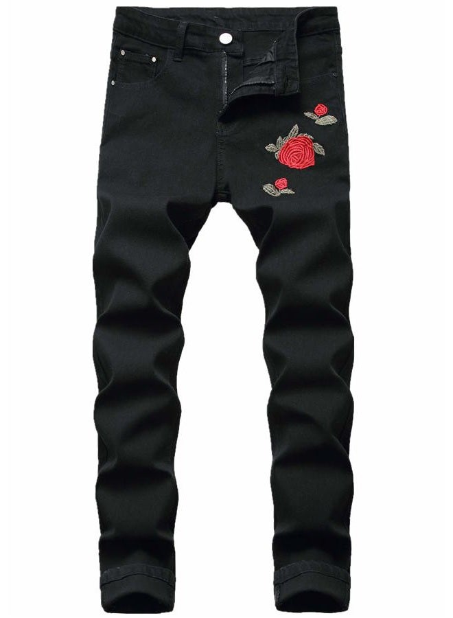FREDD MARSHALL Men's Skinny Slim Fit Stretch Straight Leg Fashion Jeans Pants, Black, 31W x 31L - Image 1