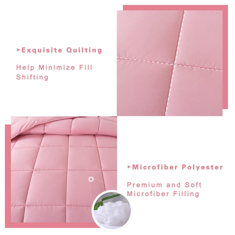 DOWNCOOL Full Size Comforter Sets -All Season Bedding Comforters Sets with 2 Pillow Cases -3 Pieces Bed Set Down Alternative Comforter Set -Pink Bedding Sets Full(82"x86") - Image 4