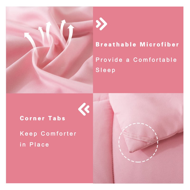 DOWNCOOL Full Size Comforter Sets -All Season Bedding Comforters Sets with 2 Pillow Cases -3 Pieces Bed Set Down Alternative Comforter Set -Pink Bedding Sets Full(82"x86") - Image 5