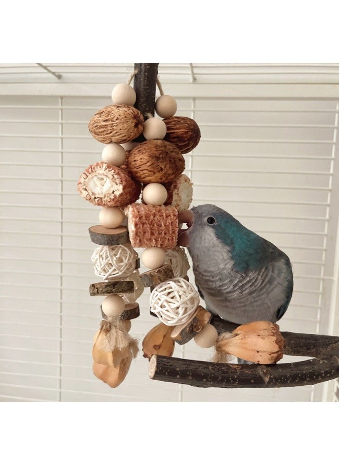 general Parrot toy bird gnawing string vine ball mountain pineapple apple wood nut corn cob tearing destruction beak bird toy - Image 2