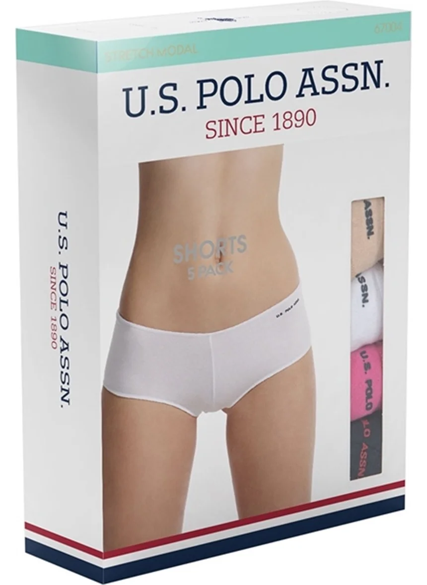 U.S. Polo Assn. 67004 Women's 5-Pack Elasticated Shorts - Black&tan&white&tan&white
