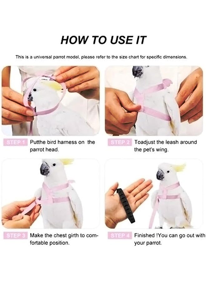 Bird Training Leash, Adjustable Parrot Flight Leash Universal Flight Leash Durable Outdoor Training Toy with 5m Buckle Rope for Birds, Parrots, Cockatiels, Parrots, Parrots, 1pc, Pink - Image 4